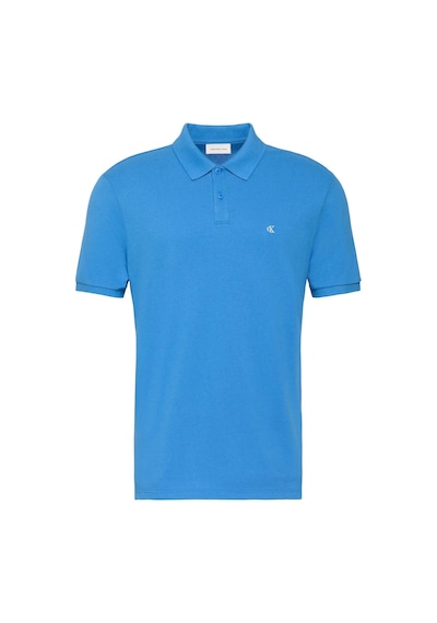 Calvin Klein Ss Monogram Pıque Po, Cfm, S Mavi Erkek Polo T-shirt