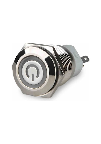 16mm Metal Panel Montaj Düz Kafa Latch Buton No Nc Power Sembol Led Işıkl Dc 6a-12v Ac 3a 250v Ip67
