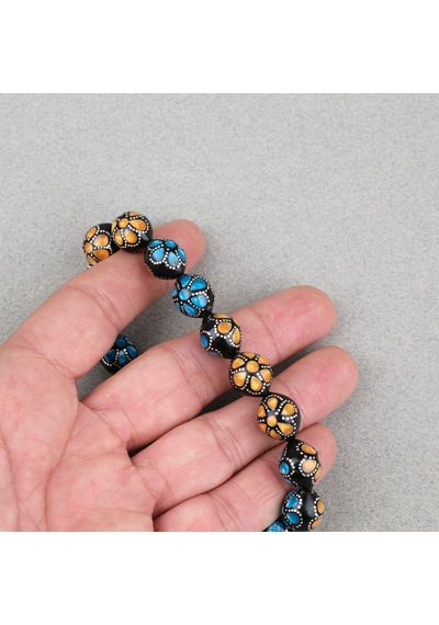 Kuka Gümüş İşlemeli Sistemli, Gümüş Nakkaş İmame Beyzi Kesim 11x13mm Tesbih Ve Bileklik Seti