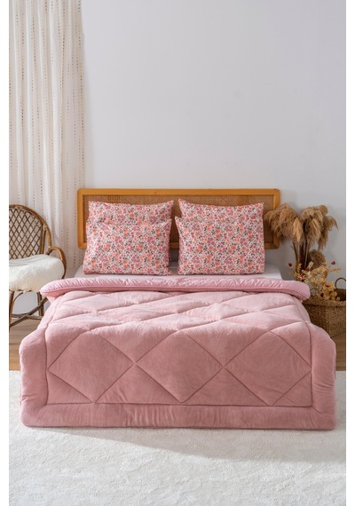 Rivaistanbul Pudra Loura Çift Kişilik Çift Taraflı Lüx Wellsoft Yorgan 195x215 Cm Pembe