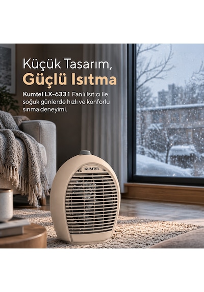 Kumtel LX-6331 2000 W Elektrikli Fanlı Isıtıcı Krem