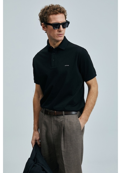Lufian Erkek Polo Yaka T Shirt 111040228 Siyah Siyah