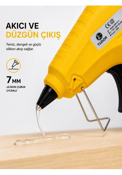 40w Silikon Tabancası Hızlı Isınan, 7 Mm Uyumlu 1 Adet Silikon Dahil