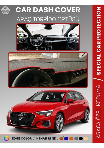 Audi A3 2020+ Torpido Örtüsü Ön Göğüs Koruma Torpido Koruma Araca Özel Kaymaz Kolay Montaj - 351 Stiloto