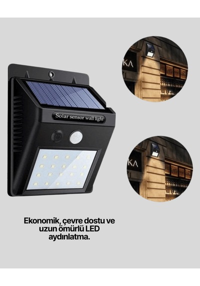 Ip65 Solar Led Duvar Lambası, Pır Sensörlü Dış Aydınlatma