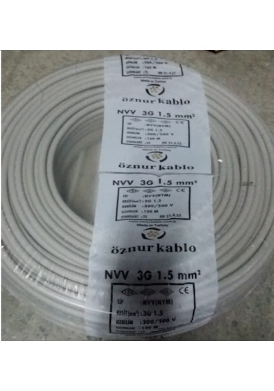 Öznur 3X1.5 NYM Antigron Tam Bakır TSE Kablo 100 METRE