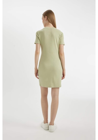 DeFacto Coool Bodycon Vücudu Saran Bisiklet Yaka Fitilli Kaşkorse Kısa Kollu Mini Elbise C1503AX24SPKH439