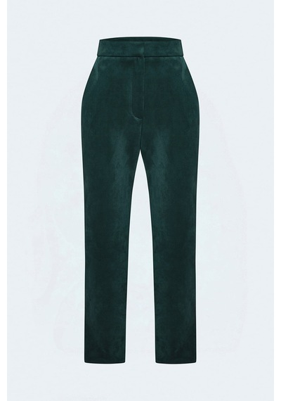 Sateen Süet Pantolon - Zümrüt-138019
