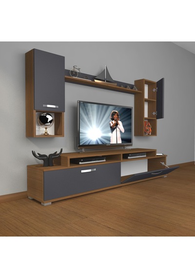 Decoraktiv Ekoflex 5da Mdf Tv Ünitesi Tv Sehpası Ceviz - Antrasit