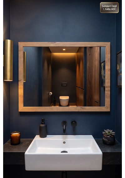 Antik Ahşap Yatay Dekoratif Ayna Banyo Oda Lavabo Wc Dresuar Koridor Konsol Mutfak Makyaj Boy Aynası 76x54 Yt-04 Çam
