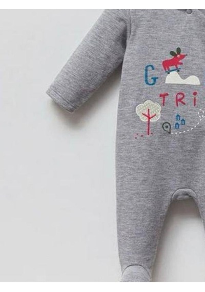 Tongs Baby Erkek Bebek Öncen Çıtçıt Kapamalı Patikli Tulum-14941 Gri