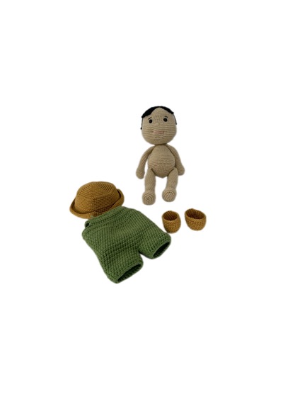 El Yapımı Amigurumi Erkek Oyuncak Bebek Yeşil