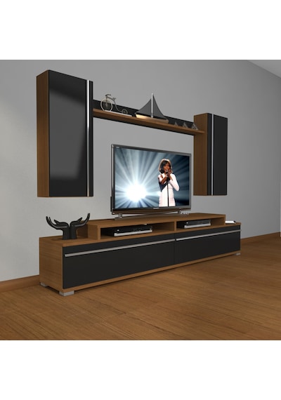 Decoraktiv Ekoflex 7 Mdf Tv Ünitesi Tv Sehpası Ceviz - Siyah