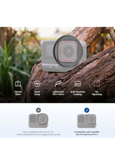 Neewer Insta360 Ace Pro 1/2 Uyumlu 49mm Filtre Adaptör Ve Lens Kapağı