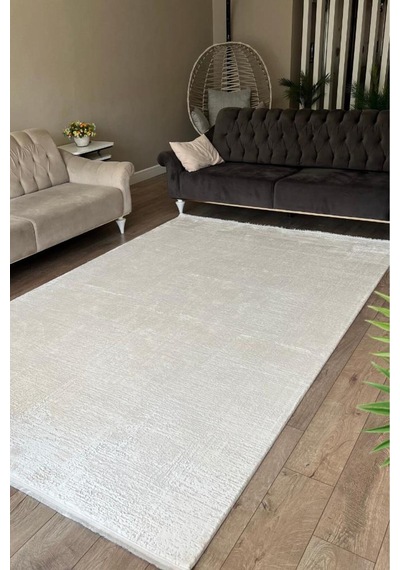 Salon Oturma Odası Halısı Yumuşak Dokulu Sık Dokuma Modern Makine Halısı Truva 6641 Tr Krem