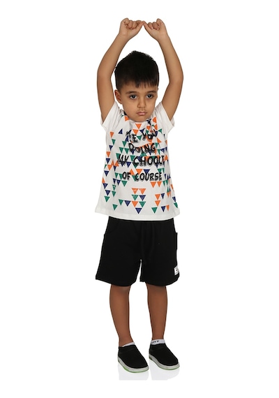Toontoy Kids Toontoy Erkek Çocuk Renkli Baskılı Şortlu Takım Ekru