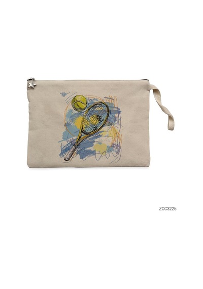 Zepplin Giyim Tennis World Clutch Astarlı Cüzdan / El Çantası Krem