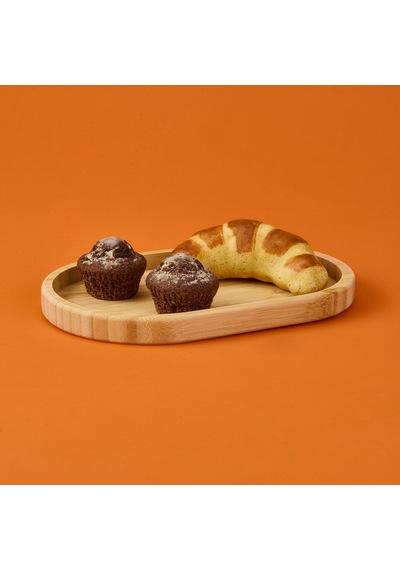 Mienn Bambu Oval Sunumluk - Açık Kahverengi - 25x5 Cm Çok Renkli