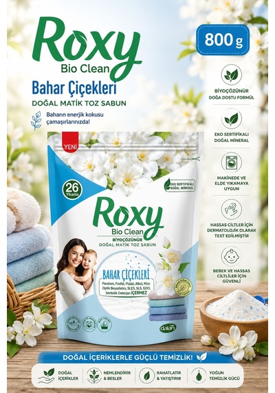 Roxy Bio Clean Bahar Çiçekleri Doğal Matik Toz Sabun 800 Gr 3 Adet