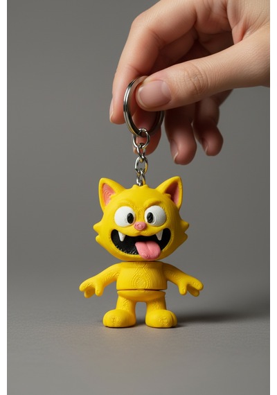 Çılgın Kedi Figürlü Hareketli Anahtarlık