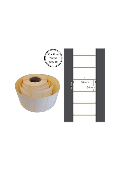 30x60 Mm Termal Barkod Etiketi Yaıpışkanlı Etiket 1 Rulo 1000 Adet Diğer