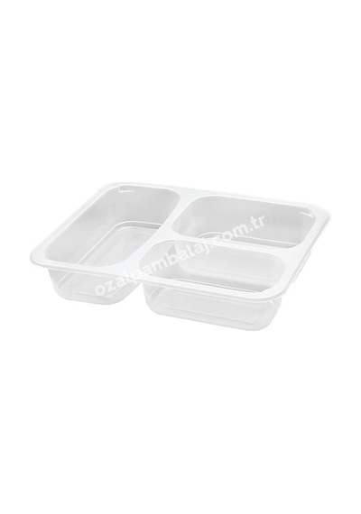 Nice Plast 3 Bölmeli Yemek Kabı Şeffaf Pp 20 Gr 100 Adet