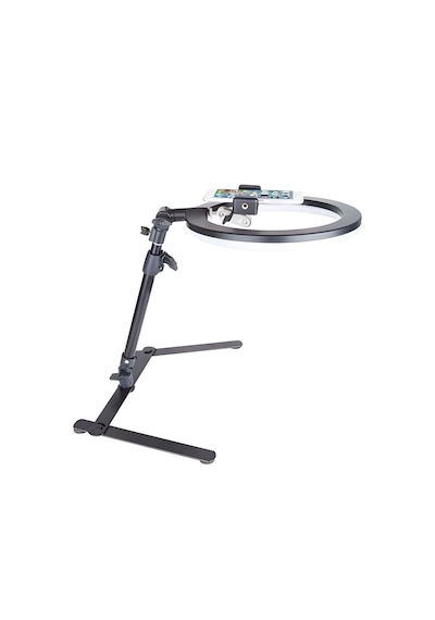 Smaylıng 10 İnç Üst Çekim Ring Light Işıklı Masaüstü Çekim Standı Telefon & Tablet Tutucu 3 Işık Modu Ayarlanabilir Yükseklik