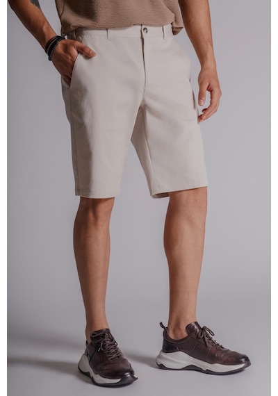 Braccas Erkek Yandan Cepli Klasik Bel Slim Fit Chino Şort Bej Bej