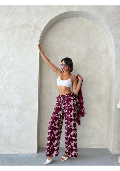 Verymoda Süzüne Nakışlı Pantolon F1927 Bordo