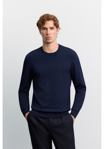 Avva Erkek Lacivert Bisiklet Yaka Rayon Karışımlı Regular Fit Kazak B005026