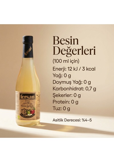 Organik Elma Sirkesi 500 Ml 12'li Cam Şişe Sirke Anası İçeren, Doğal Fermente