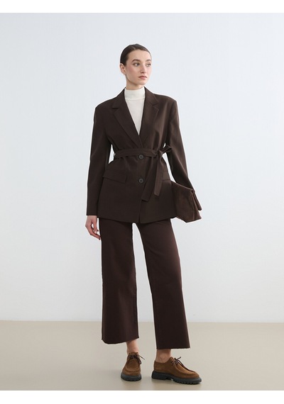 Lcw Modest Kahverengi Beli Kuşaklı Kadın Blazer Ceket