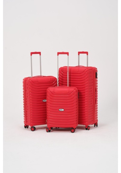 Keo-plus Kırmızı 3 Lü Set Silikon Kırılmaz Pp Valiz Çok Renkli