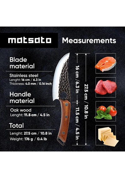 Aşçı Bıçağı 16 Cm, Et Ve Sebze İçin Japon Paslanmaz Çelik Şef Diğer