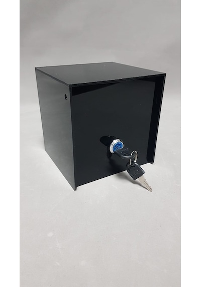 Kilitli Pleksi Masa Üstü Tip Box Bahşiş Kutusu Siyah 14x14xh13 Cm 1