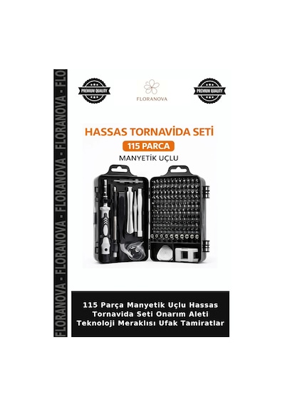 115 Parça Manyetik Uçlu Hassas Tornavida Seti Onarım Aleti Teknoloji Meraklısı Ufak Tamiratlar