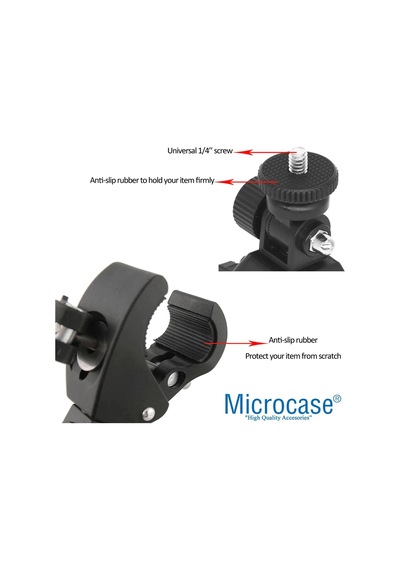 Microcase Aksiyon Kameralar İçin Klipsli Bisiklet Gidon Tutucu - Al2705 Siyah
