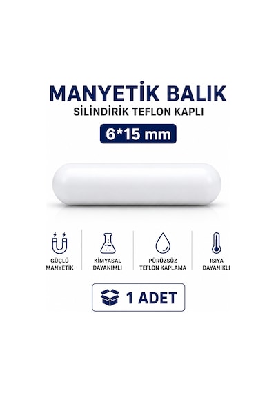 Manyetik Balık Silindirik Teflon Kaplı 6 15mm - 1 Adet