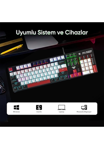 Aula S500 Blue Switch Rgb Makrolu Kablolu Gaming Mekanik Oyuncu Klavyesi Kırmızı