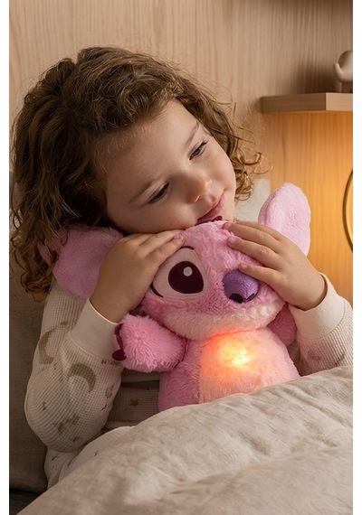 30 Cm Stitch Işıklı Ve Müzikli Peluş Uyku Arkadaşı 5 Modlu Nefes Alan Gece Lambası Sevimli Hediye Oyuncak Pembe