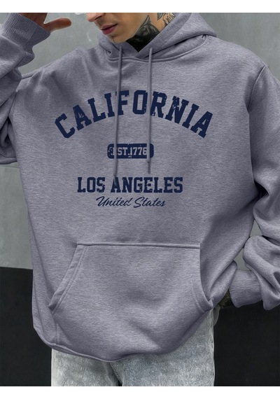 Startmore Startmorekaliforniya Los Angeles Baskılı Erkek Kapüşonlu Hip Hop Çok Renkli Kapüşonlular Polar Moda Ka Gri