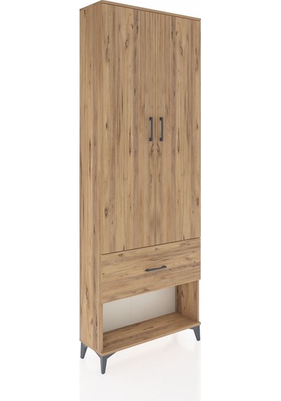 Arges Dolap Tek Raflı Tek Çekmeceli Tek Askılı 88x30x243 Çam-çam Atlas Çam