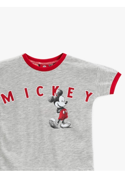 Koton Mickey Mouse Lisanslı Tişört Pamuklu Gri 1ymb18901tk