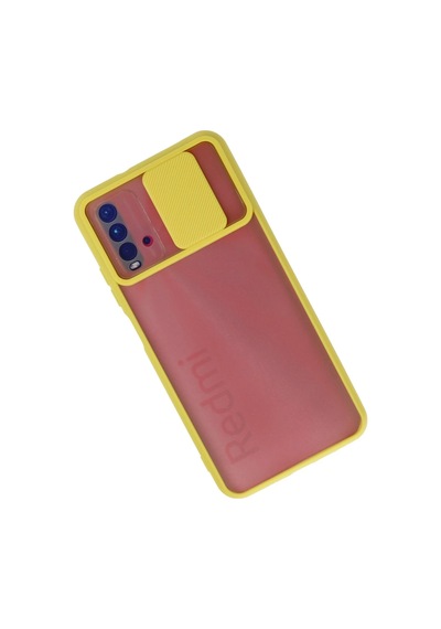 Newface - 268 - Xiaomi Redmi 9t Kılıf Palm Buzlu Kamera Sürgülü Silikon - Matxzngz - - Sarı