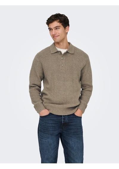 Only & Sons Onsdale Rlx Ls Polo Knıt Noos Erkek Gri Kazak - 22033324