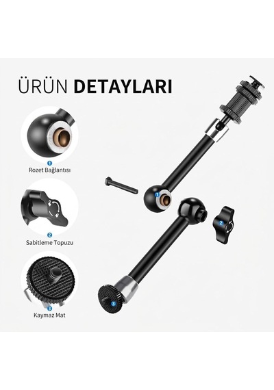 Premium Profesyonel Magic Arm Dslr Kamera Tutucu Süper Kelepçeli Mengene Stand, 1/4 3/8 Dişli Flaş Pabuçlu Esnek Ma