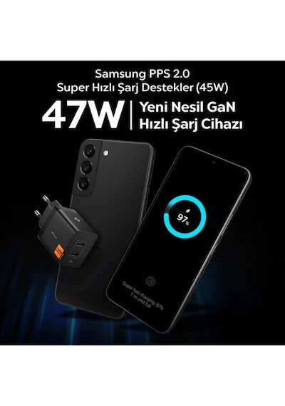 Spigen Essential Wall Charger 47w Usb-c Hızlı Şarj Adaptörü Siyah - Ach09457