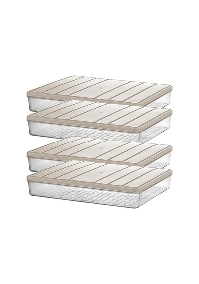 Selka Home - 4'lü 2.5 Litre Büyük Boy Ekru Saklama Kabı Sku: Smg8690010568663 Açık
