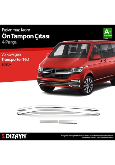 S-Dizayn  Volkswagen Transporter T6.1 Krom Ön Tampon Çıtası 4 Prç. 2020 Üz