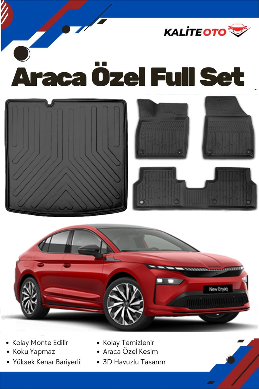 Skoda Enyaq 2024-2025 Model Tam Uyumlu Paspas+üst Bagaj Havuzu Seti